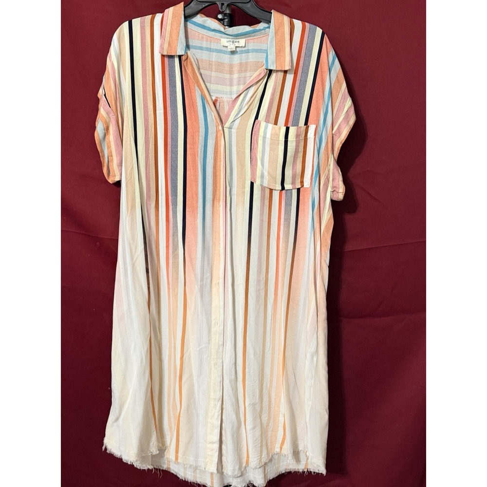 umgee Dress Striped Loose Fit SZ M With Pocket (A3231)